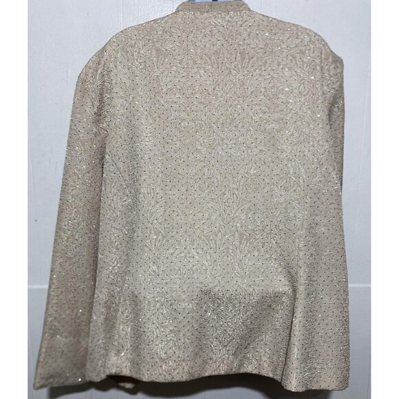 R&M Richards Jacket Womens 24W Champagne Glitter Open Front Tie Waist Evening - Picture 4 of 10